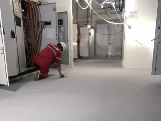 Finished floor in a completed module corridor