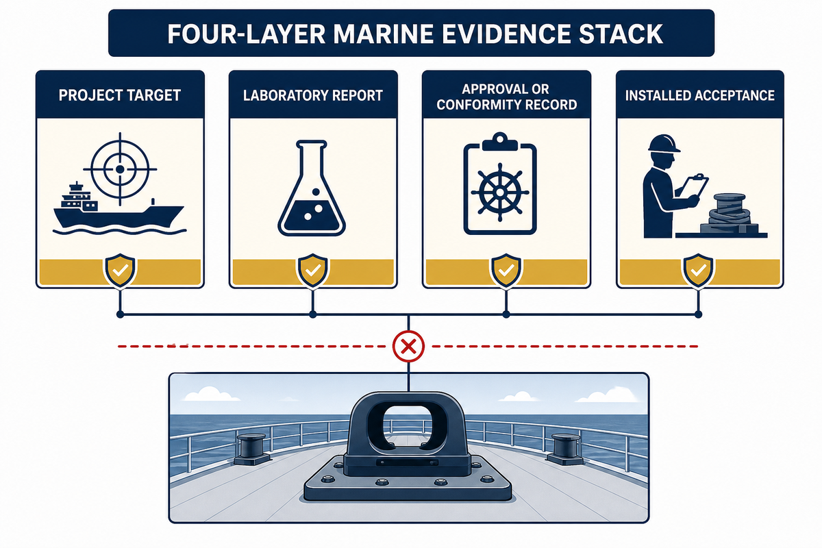 Project targets, test reports, conformity records, and installed acceptance are separate evidence layers.
