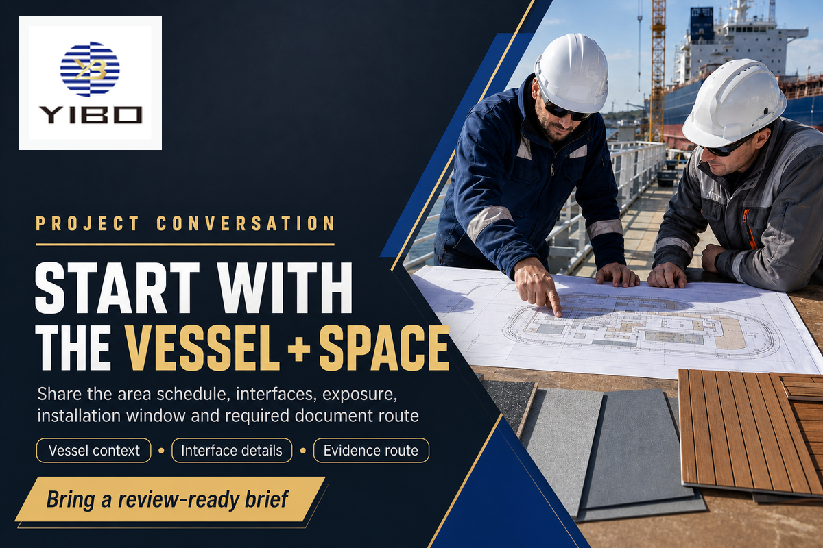 A review-ready flooring brief brings vessel, area, interface, exposure, schedule, and document inputs.