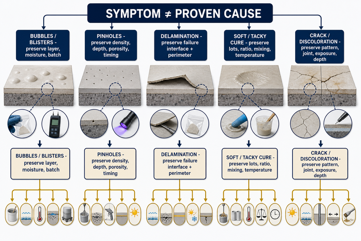 Diagnose Bubbles, Pinholes, Delamination, Soft Cure and Cracks — Yibo